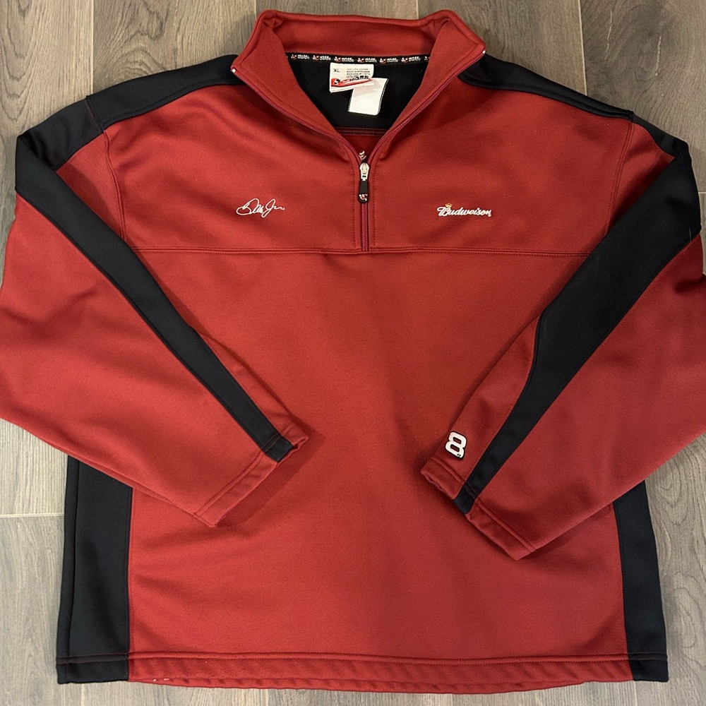 Dale Earnhardt Jr Budweiser Burgundy Red Quarter Zip Sweater